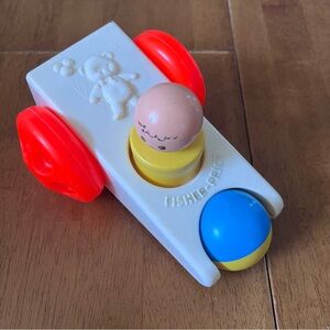 Fisher-Price Click n Clatter Vintage Classic Push Toy with Red and Blue Accents